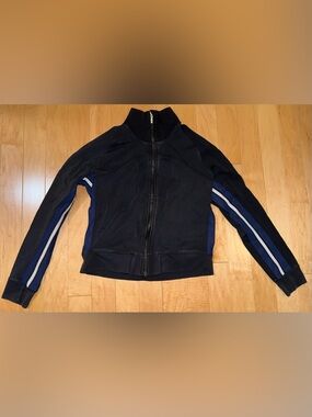 lululemon athletica Black Bomber Jacket with Blue Stripe Detail